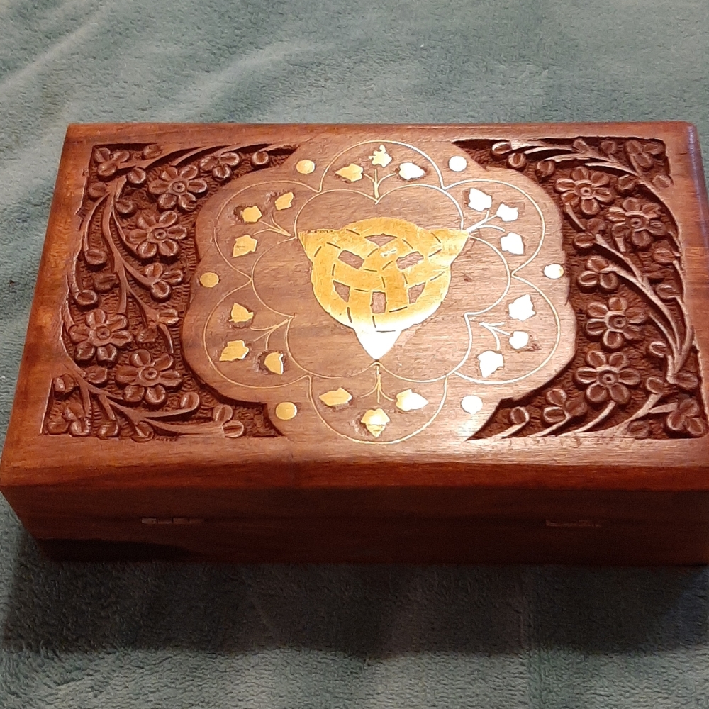Teak wood Jewerly Box Hand Engraved